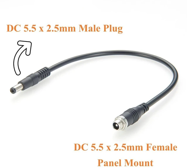 Alt view image 3 of 7 - Panel Mount DC Power Cable 5.5mm x 2.5mm Male to Female Extension Cable for LED Lights, CCTV, Embedded Devices, Router, 12V/24V Energy Storage(5PCS, 0.3m)