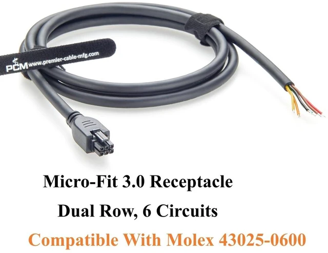 Alt view image 3 of 7 - Compatible with 430250600 6 Pin Micro-Fit 3.0 Receptacle Female Socket to Open End Cable Dual Row 6 Circuits Power Signal Cable (5PCS, 1.5M/4.92FT)