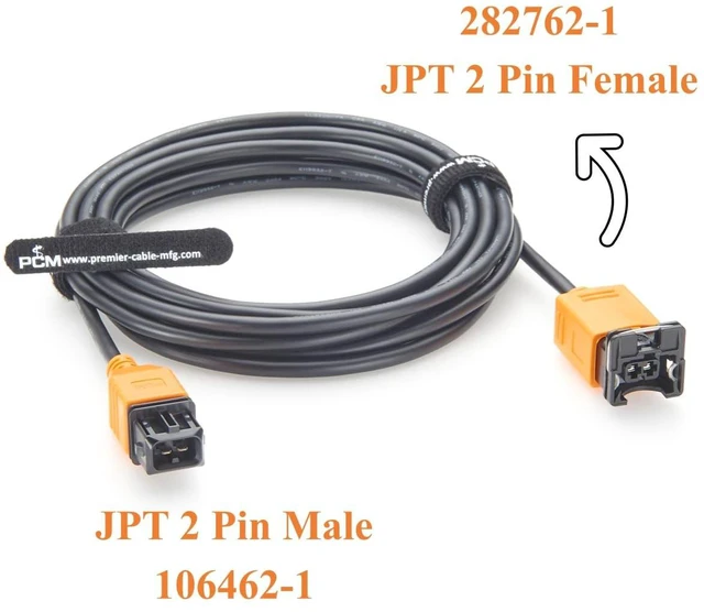 Alt view image 2 of 7 - 2 Pin JPT Connector Extension Cable 106462-1 to 282762-1 TE AMP Junior Power Timer Male to Female Automotive Wiring Harness 18AWG for Fuel Injector, Sensor, Solenoid Valve, Ignition Coil(4M/13.12FT)