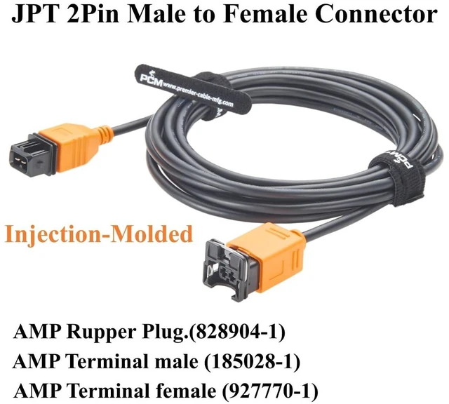 Alt view image 3 of 7 - 2 Pin JPT Connector Extension Cable 106462-1 to 282762-1 TE AMP Junior Power Timer Male to Female Automotive Wiring Harness 18AWG for Fuel Injector, Sensor, Solenoid Valve, Ignition Coil(4M/13.12FT)
