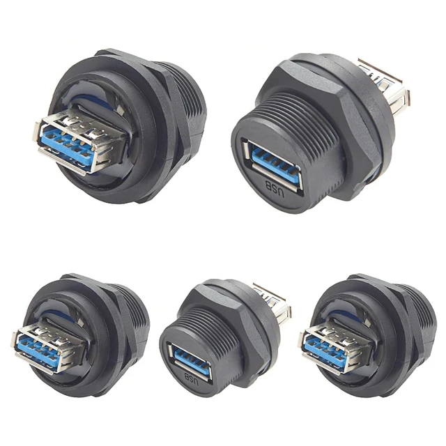 Main image of IP67 USB 3.0 A Female to Female Coupler Extender 5Gbps Type A Flush Panel Mount Connector Waterproof Bulkhead Feed Through Adapter with Dust Cap (5PCS)