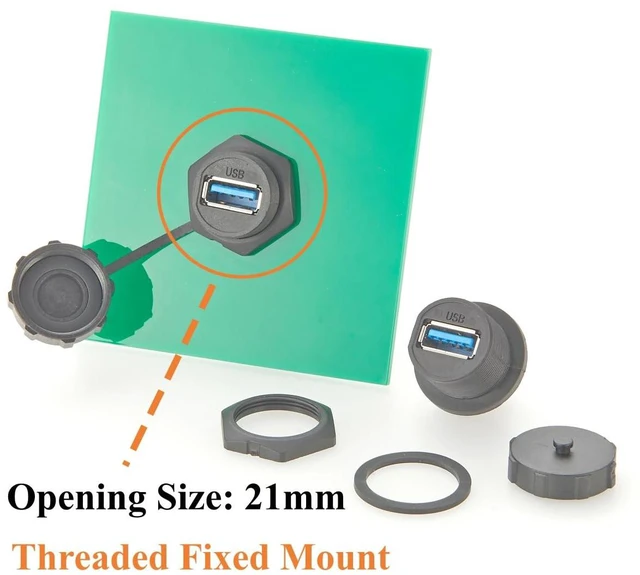 Alt view image 2 of 6 - IP67 USB 3.0 A Female to Female Coupler Extender 5Gbps Type A Flush Panel Mount Connector Waterproof Bulkhead Feed Through Adapter with Dust Cap (2PCS)