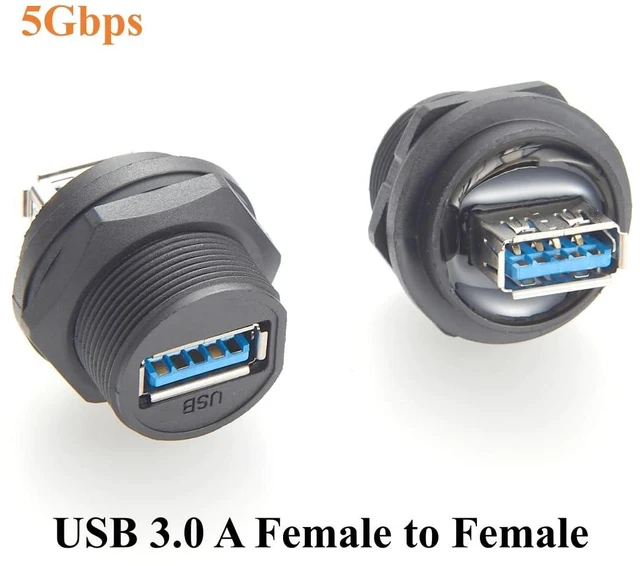 Alt view image 3 of 6 - IP67 USB 3.0 A Female to Female Coupler Extender 5Gbps Type A Flush Panel Mount Connector Waterproof Bulkhead Feed Through Adapter with Dust Cap (2PCS)