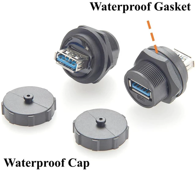 Alt view image 4 of 6 - IP67 USB 3.0 A Female to Female Coupler Extender 5Gbps Type A Flush Panel Mount Connector Waterproof Bulkhead Feed Through Adapter with Dust Cap (2PCS)