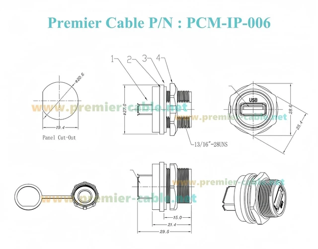 Alt view image 6 of 6 - IP67 USB 3.0 A Female to Female Coupler Extender 5Gbps Type A Flush Panel Mount Connector Waterproof Bulkhead Feed Through Adapter with Dust Cap (2PCS)