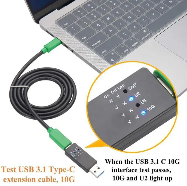 Alt view image 5 of 7 - USB 10G Tester USB Type C 3.1/3.0/2.0 Hub Speed Voltage Test Tool Detection Trigger USB Port Analyzer with LED for Port Functionality QC Inspection (1PCS)