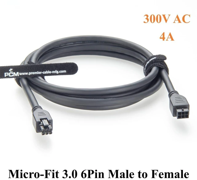 Alt view image 2 of 7 - Micro-Fit 3.0 6Pin Male Plug to Female Receptacle Cable Dual Row 6 Circuits Power and Signal Assembly Compatible with 430200601 to 430250600 (1PC, 2M/6.6FT)