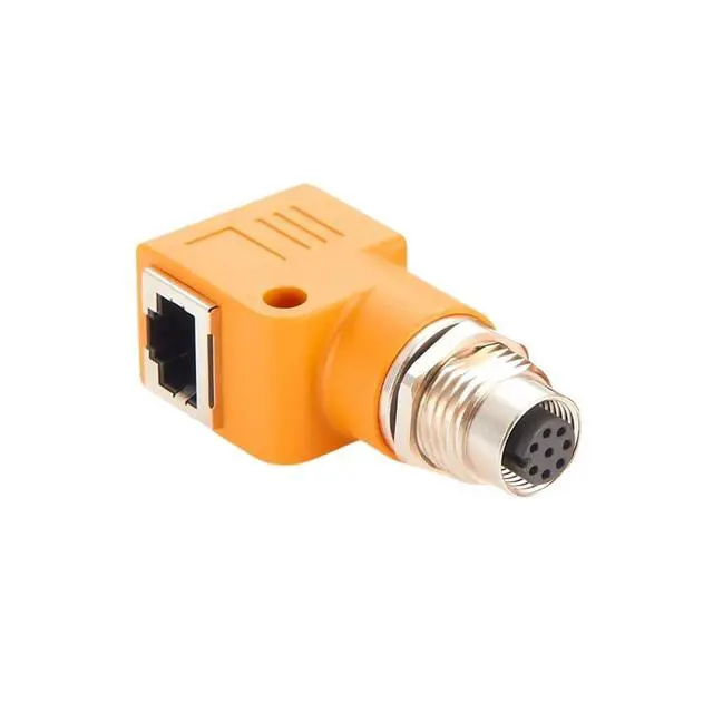 Alt view image 3 of 6 - RJ45 to M12 A Coded 8Pin Adapter IP67 Waterproof Female to Female Panel Mount feedthrough Bulkhead Connector Socket Circular Connector for Industrial Camera Sensor (M12 Female to RJ45 Right Angle)