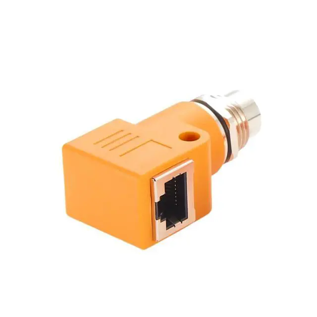 Alt view image 5 of 6 - RJ45 to M12 A Coded 8Pin Adapter IP67 Waterproof Female to Female Panel Mount feedthrough Bulkhead Connector Socket Circular Connector for Industrial Camera Sensor (M12 Female to RJ45 Right Angle)