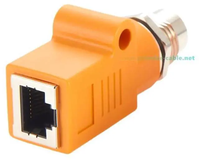 Alt view image 3 of 6 - RJ45 to M12 A Coded 8Pin Adapter IP67 Waterproof Female to Female Panel Mount Bulkhead Connector Socket Circular Connector for Industrial Camera Sensor (M12 Female to RJ45 Straight)