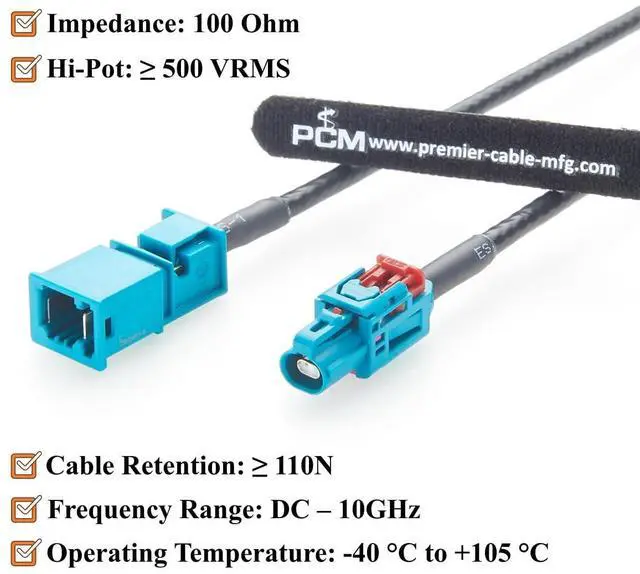 Alt view image 4 of 7 - TE GEMnet Female to MATEnet Male Automotive Ethernet Cable 1-2368022-4 to 2302461-9 10Gbps 100/1000BASE-T1 Shielded Vehicle Network Cable for ADAS, ECU, Camera, Telematics, Domain Controller(2M/6.6FT)