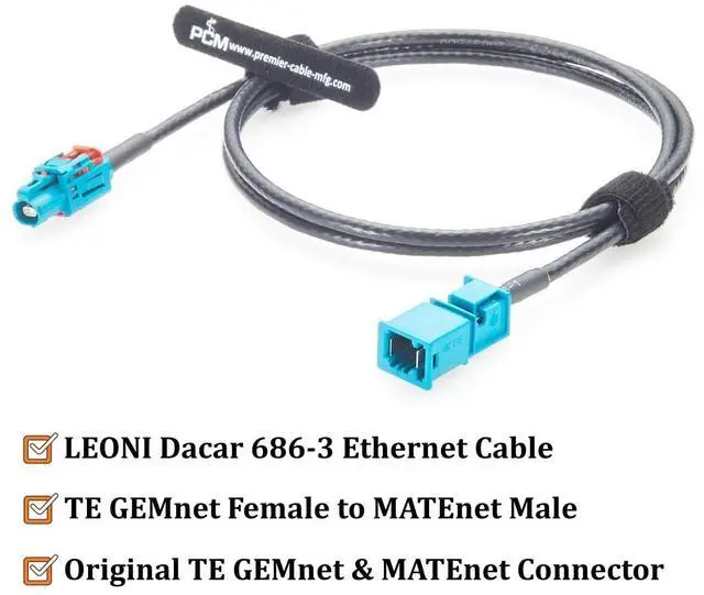 Alt view image 2 of 7 - TE GEMnet Female to MATEnet Male Automotive Ethernet Cable 1-2368022-4 to 2302461-9 10Gbps 100/1000BASE-T1 Shielded Vehicle Network Cable for ADAS, ECU, Camera, Telematics, Domain Controller(2M/6.6FT)