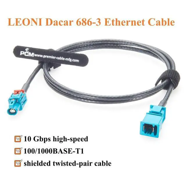Alt view image 5 of 7 - TE GEMnet Female to MATEnet Male Automotive Ethernet Cable 1-2368022-4 to 2302461-9 10Gbps 100/1000BASE-T1 Shielded Vehicle Network Cable for ADAS, ECU, Camera, Telematics, Domain Controller(2M/6.6FT)