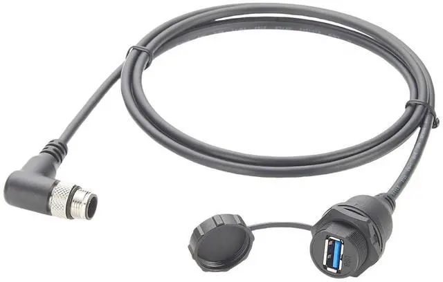 Main image of Right Angle Industrial USB 3.0 Connection Cable IP67 Waterproof USB A Socket to M12 5Pin B Code Male Feedthrough Bulkhead Panel Mount Compatible with IFM EC9125 for PDM360 NG Module,HMI(1.5M/4.92FT)