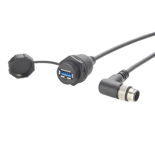 Alt view image 5 of 7 - Right Angle Industrial USB 3.0 Connection Cable IP67 Waterproof USB A Socket to M12 5Pin B Code Male Feedthrough Bulkhead Panel Mount Compatible with IFM EC9125 for PDM360 NG Module,HMI(1.5M/4.92FT)