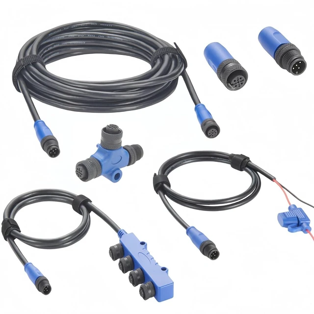 Main image of NMEA 2000 N2K Starter Kit Marine Grade Backbone Cable Drop Cable Tee Splitter 4 Way Splitter Terminators Power Cable with Fuse for Lowrance Simrad B&G Navico Garmin Networks (Kit C)
