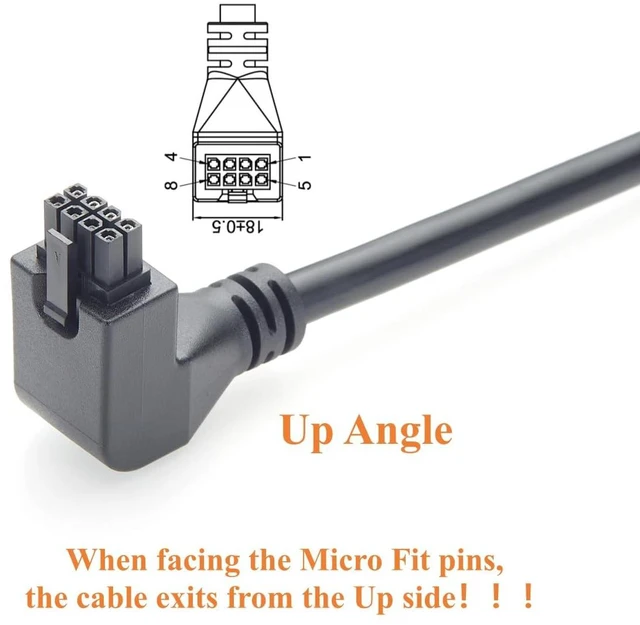 Alt view image 2 of 7 - Up Angle Micro-Fit 3.0mm 8Pin Female to Open End Cable 90 Degree Micro Fit Connector Power Signal Harness 20AWG for Robotics, IoT Devices (Up, 1.5M)