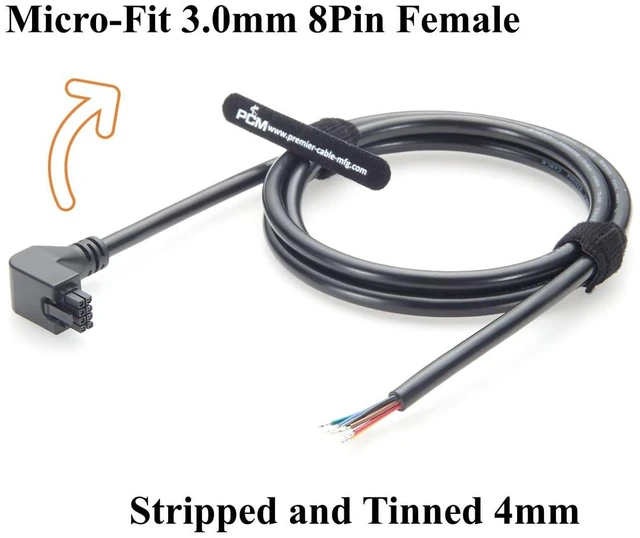 Alt view image 3 of 7 - Up Angle Micro-Fit 3.0mm 8Pin Female to Open End Cable 90 Degree Micro Fit Connector Power Signal Harness 20AWG for Robotics, IoT Devices (Up, 1.5M)