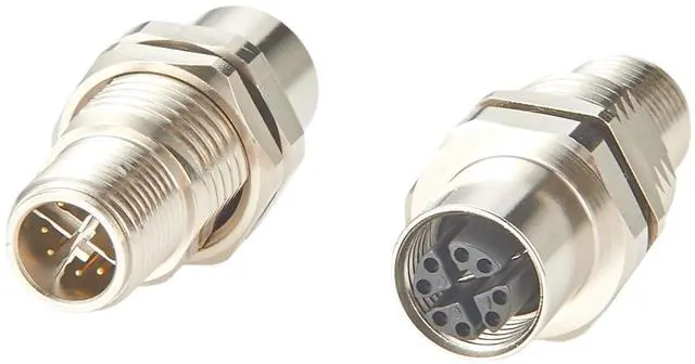 Main image of M12 X Code 8 Pin Male to Female Bulkhead Feedthrough Connector IP67 Cat6A Ethernet Panel Mount Adapter 10Gbps Shielded Circular Connector for Industrial Network Automation (2PCS)