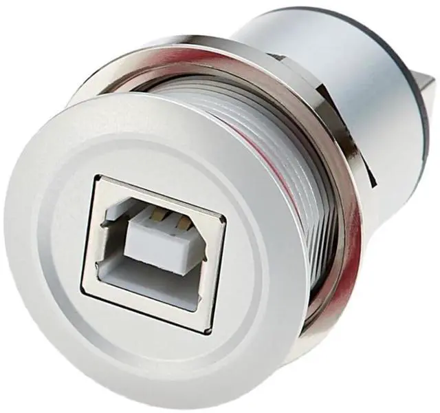 Main image of Threaded Fixed USB B to A Flush Panel Mount Adapter USB 2.0 Female to Type B Female Printer Data Transfer Round Connector Feed Thru Bulkhead Coupler for Scanner External Hard Drive (1PCS)
