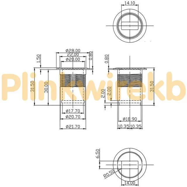 Alt view image 6 of 6 - Threaded Fixed USB B to A Flush Panel Mount Adapter USB 2.0 Female to Type B Female Printer Data Transfer Round Connector Feed Thru Bulkhead Coupler for Scanner External Hard Drive (2PCS)