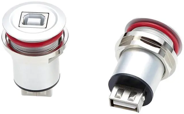 Main image of Threaded Fixed USB B to A Flush Panel Mount Adapter USB 2.0 Female to Type B Female Printer Data Transfer Round Connector Feed Thru Bulkhead Coupler for Scanner External Hard Drive (2PCS)