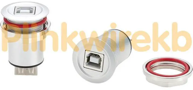 Alt view image 4 of 6 - Threaded Fixed USB B to A Flush Panel Mount Adapter USB 2.0 Female to Type B Female Printer Data Transfer Round Connector Feed Thru Bulkhead Coupler for Scanner External Hard Drive (2PCS)
