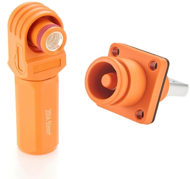 Main image of 1 Set Battery Energy Storage Connector 200A 50mm² High Current HV Connectors Quick Plug Terminal Right Angle Plug and Socket IP67 Waterproof Power Adapter (Orange, 200A)