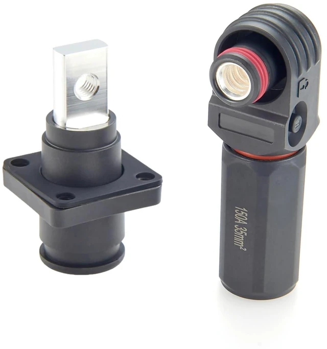 Main image of 1 Set Battery Energy Storage Connector 150A 35mm² High Current HV Connectors Quick Plug Terminal Right Angle Plug and Socket IP67 Waterproof Power Adapter (Black, 150A)