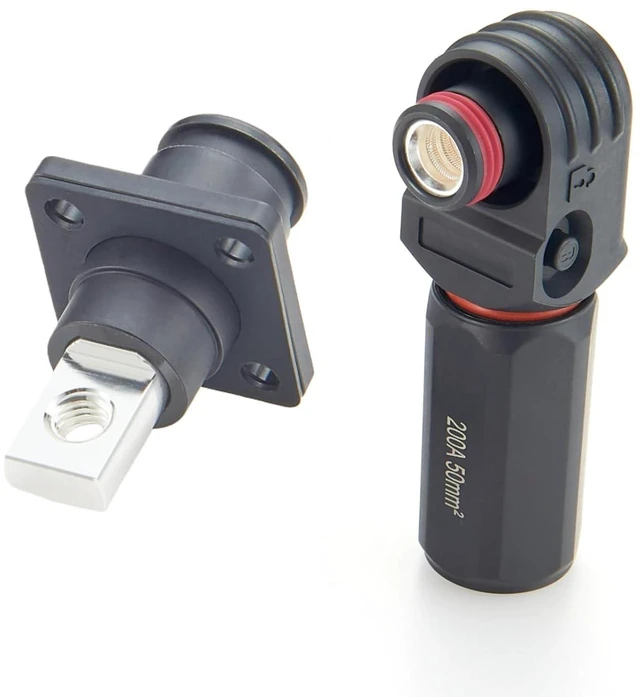 Main image of 1 Set Battery Energy Storage Connector 200A 50mm² High Current HV Connectors Quick Plug Terminal Right Angle Plug and Socket IP67 Waterproof Power Adapter (Black, 200A)