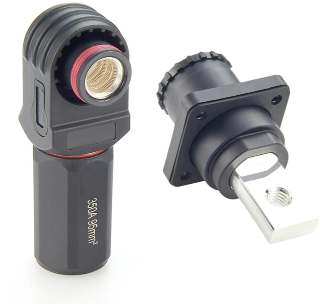 Main image of 1 Set Battery Energy Storage Connector 350A 95mm² High Current HV Connectors Quick Plug Terminal Right Angle Plug and Socket IP67 Waterproof Power Adapter (Black, 350A)