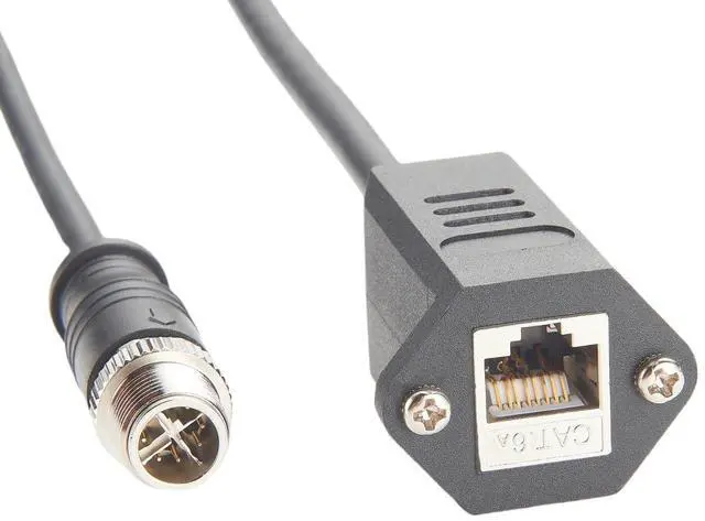 Main image of Panel Mount M12 8 Pin X-Code to RJ45 CAT6A Industrial Ethernet Cable Waterproof High Flex Shielded M12 Gige Cable with Screw Compatible Cognex in Sight Industrial Camera Automation(0.5M)