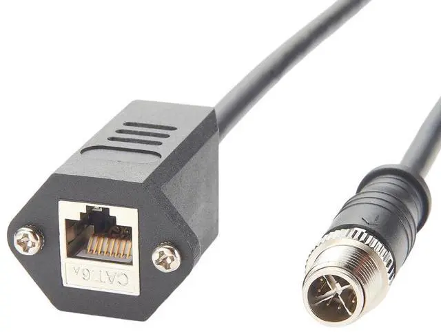 Alt view image 4 of 6 - Panel Mount M12 8 Pin X-Code to RJ45 CAT6A Industrial Ethernet Cable Waterproof High Flex Shielded M12 Gige Cable with Screw Compatible Cognex in Sight Industrial Camera Automation(0.5M)