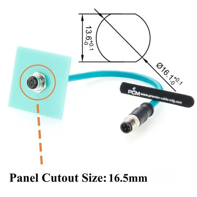 Alt view image 2 of 7 - Profinet M12 D Code 4 Pin Male to Female Extension Cable Bulkhead Panel Mount Shielded 100Mbps Cat6A Industrial Ethernet Cable for Industrial Camera, PLC, Sensors, Automation(0.3m)