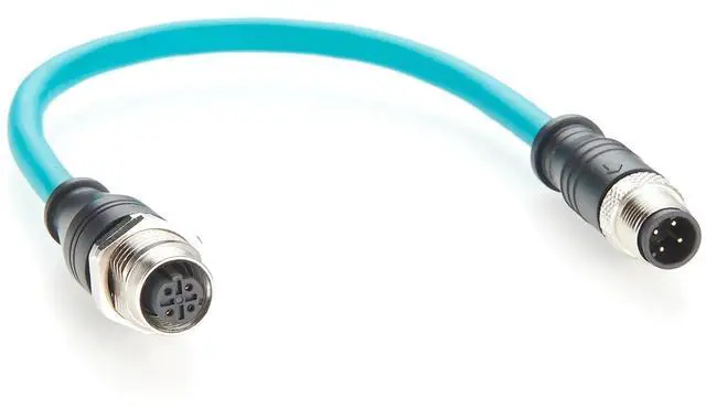 Main image of Profinet M12 D Code 4 Pin Male to Female Extension Cable Bulkhead Panel Mount Shielded 100Mbps Cat6A Industrial Ethernet Cable for Industrial Camera, PLC, Sensors, Automation(0.3m)