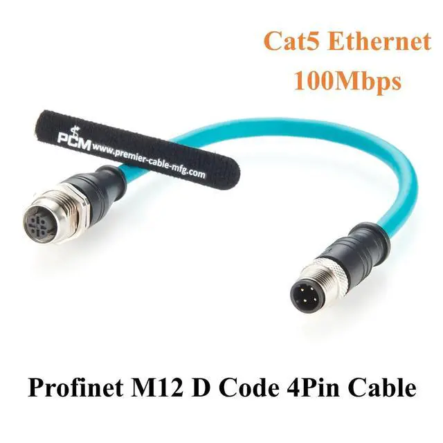 Alt view image 3 of 7 - Profinet M12 D Code 4 Pin Male to Female Extension Cable Bulkhead Panel Mount Shielded 100Mbps Cat6A Industrial Ethernet Cable for Industrial Camera, PLC, Sensors, Automation(0.3m)