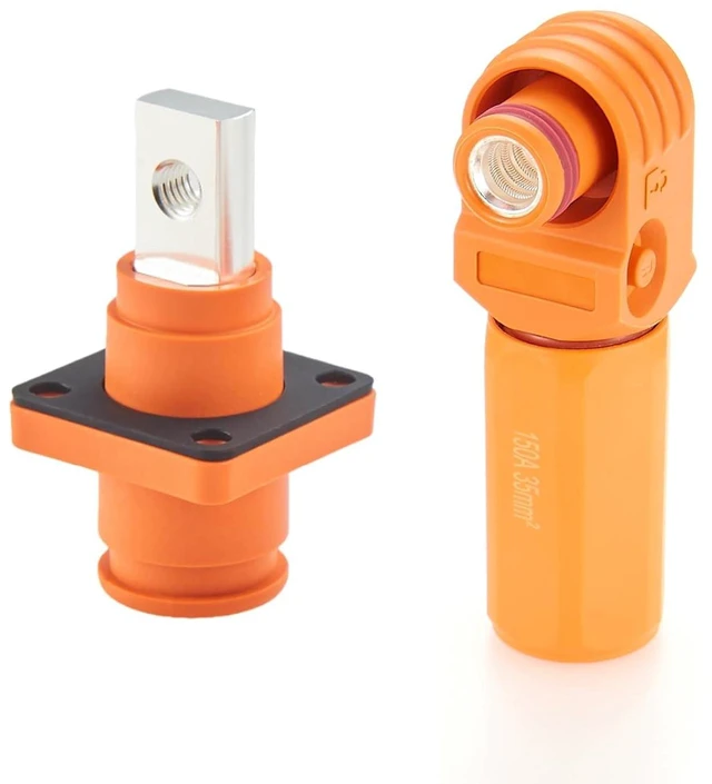 Main image of 1 Set Battery Energy Storage Connector 150A 35mm² High Current HV Connectors Quick Plug Terminal Right Angle Plug and Socket IP67 Waterproof Power Adapter (Orange, 150A)