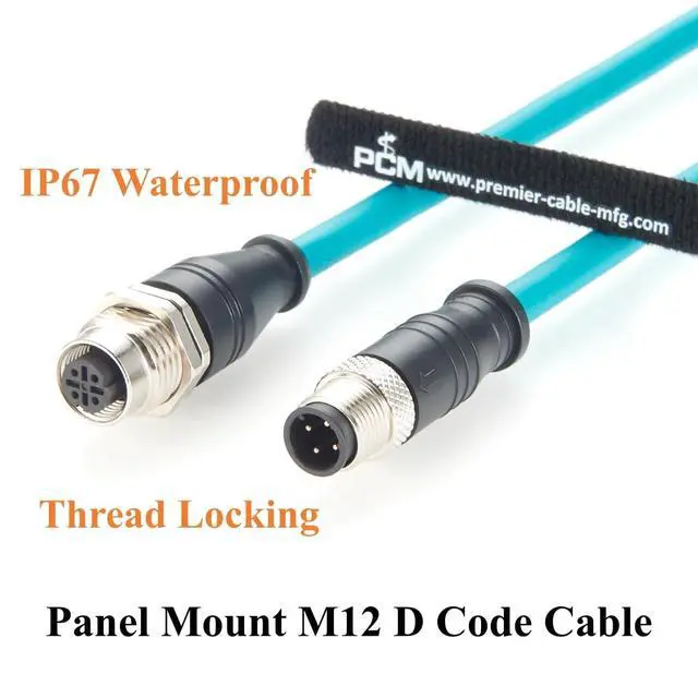 Alt view image 4 of 7 - Profinet M12 D Code 4 Pin Male to Female Extension Cable Bulkhead Panel Mount Shielded 100Mbps Cat6A Industrial Ethernet Cable for Industrial Camera, PLC, Sensors, Automation(0.3m)