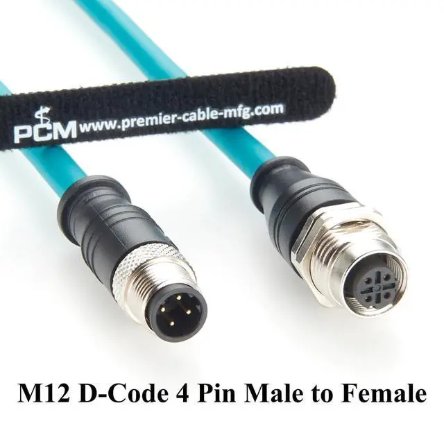 Alt view image 7 of 7 - Profinet M12 D Code 4 Pin Male to Female Extension Cable Bulkhead Panel Mount Shielded 100Mbps Cat6A Industrial Ethernet Cable for Industrial Camera, PLC, Sensors, Automation(0.3m)