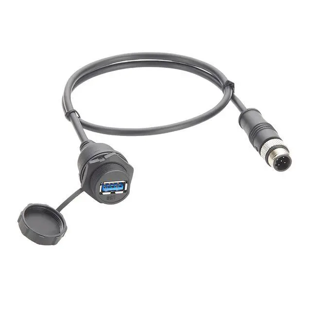 Alt view image 5 of 7 - IP67 Industrial USB 3.0 Connection Cable USB A Female Socket to M12 5Pin B Code Male Flush Panel Mount Bulkhead Cable Compatible with IFM EC2099 for PDM360 NG Module,HMI,Control Panel (0.5M/1.64FT)