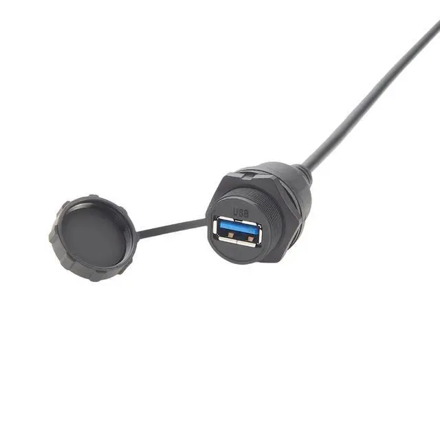 Alt view image 6 of 7 - IP67 Industrial USB 3.0 Connection Cable USB A Female Socket to M12 5Pin B Code Male Flush Panel Mount Bulkhead Cable Compatible with IFM EC2099 for PDM360 NG Module,HMI,Control Panel (0.5M/1.64FT)