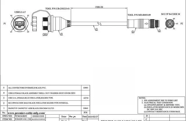 Alt view image 7 of 7 - IP67 Industrial USB 3.0 Connection Cable USB A Female Socket to M12 5Pin B Code Male Flush Panel Mount Bulkhead Cable Compatible with IFM EC2099 for PDM360 NG Module,HMI,Control Panel (0.5M/1.64FT)