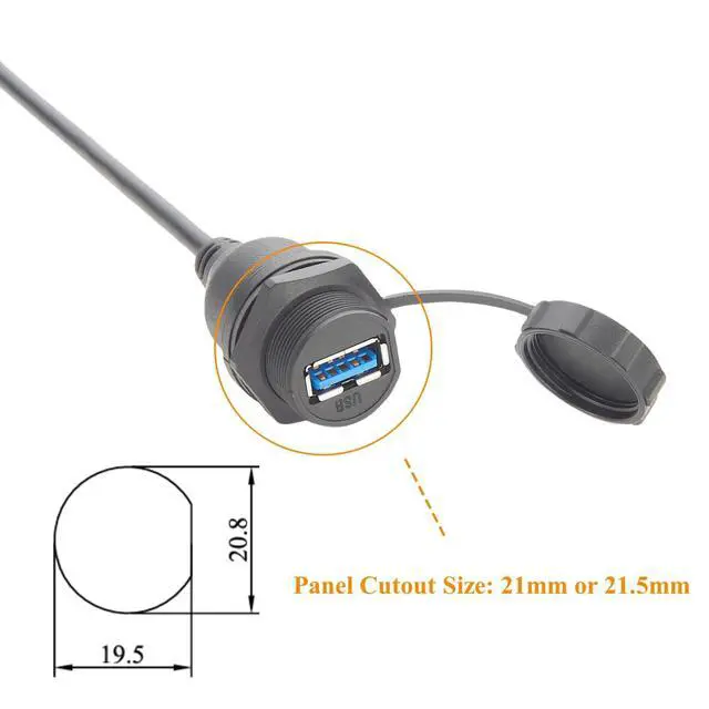 Alt view image 3 of 7 - IP67 Industrial USB 3.0 Connection Cable USB A Female Socket to M12 5Pin B Code Male Flush Panel Mount Bulkhead Cable Compatible with IFM EC2099 for PDM360 NG Module,HMI,Control Panel (0.5M/1.64FT)