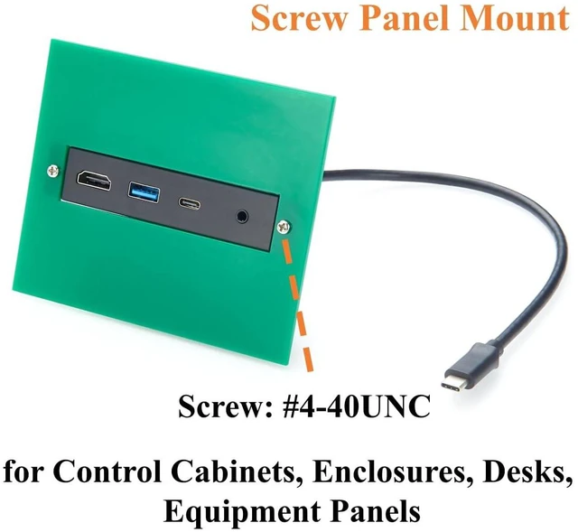 Alt view image 3 of 7 - Screw Panel Mount USB C Hub, 4-in-1 Multiport Adapter with 4K@60Hz HDMI, 10Gbps USB-A & USB-C Data Ports, 3.5mm Audio Headphone & Microphone Jack, for Embedded System, PC, Control Cabinets (1.5M)