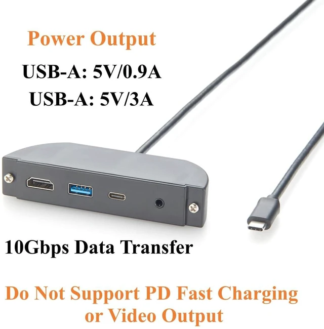 Alt view image 4 of 7 - Screw Panel Mount USB C Hub, 4-in-1 Multiport Adapter with 4K@60Hz HDMI, 10Gbps USB-A & USB-C Data Ports, 3.5mm Audio Headphone & Microphone Jack, for Embedded System, PC, Control Cabinets (1.5M)