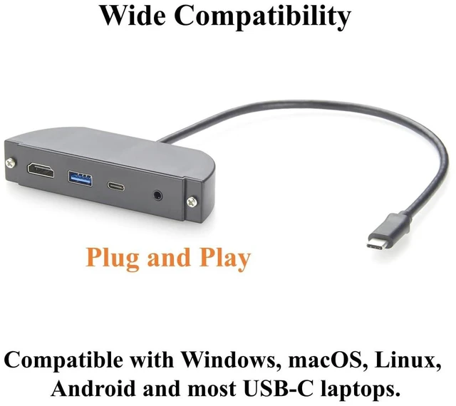 Alt view image 6 of 7 - Screw Panel Mount USB C Hub, 4-in-1 Multiport Adapter with 4K@60Hz HDMI, 10Gbps USB-A & USB-C Data Ports, 3.5mm Audio Headphone & Microphone Jack, for Embedded System, PC, Control Cabinets (1.5M)