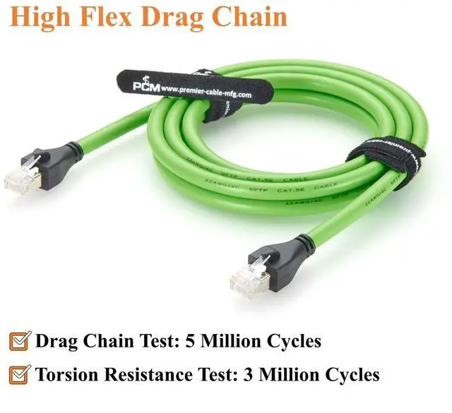 Alt view image 4 of 7 - RJ45 Male to Male Industrial Ethernet Cable 100Mbps CAT5e Shielded High Flex Drag Chain Cable for PROFINET, EtherCAT, PLC, Robotics, Machine Vision, Industrial Automation (2M/6.6FT)