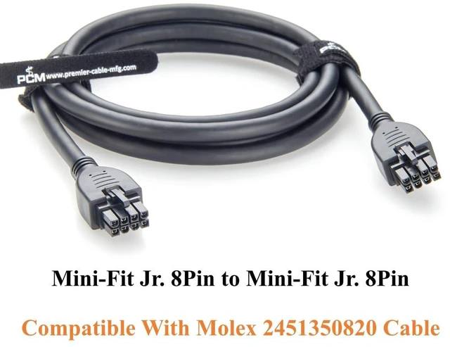 Alt view image 6 of 7 - Mini-Fit Jr. 4.2mm 8Pin Female to Female Receptacle OTS Overmolded Cable Dual Row 8 Circuits Power & Signal Cable Compatible with 39-01-2080, 2451350820 (5PCS, 2M/6.6FT)