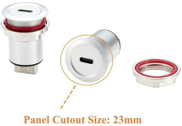 Alt view image 2 of 6 - USB 2.0 to USB 3.1 C Embedded Panel Mount Connector USB Female to Type C Female Threaded Fixed Flush Mount Pass Through Converter for Data Transfer Fast Charging (1PCS)