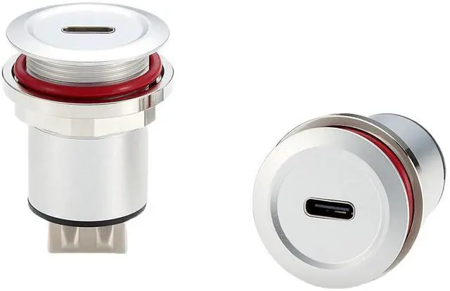 Alt view image 4 of 6 - USB 2.0 to USB 3.1 C Embedded Panel Mount Connector USB Female to Type C Female Threaded Fixed Flush Mount Pass Through Converter for Data Transfer Fast Charging (1PCS)
